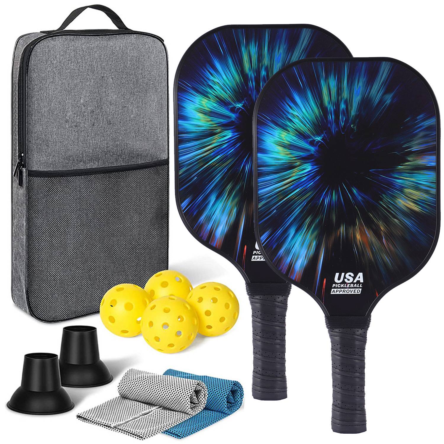 [Ultra-Light match-level carbon fiber-9] Double shot+4 balls+backpacks+two sweat towels+two pickups